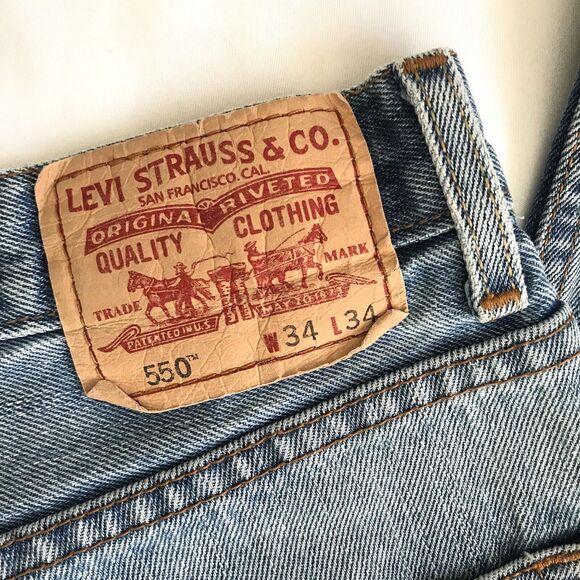 Levi 550 Jeans Mens Tag 34X34 Act 32x32 Blue Relaxed Fit Tapered Leg Denim Pants - Picture 3 of 15